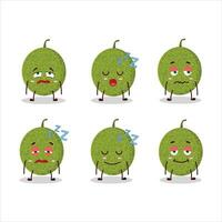 Cartoon character of melon with sleepy expression vector