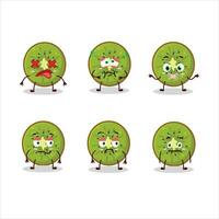 rebanada de kiwi dibujos animados personaje con no expresión vector