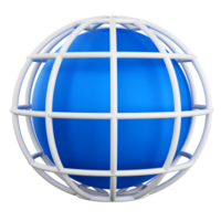 3D render of globe with lattitude and longitude png