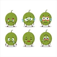 Melon cartoon in character with sad expression vector