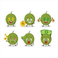 Melon cartoon character with cute emoticon bring money vector