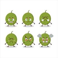 melon cartoon character with various angry expressions vector