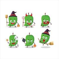 Halloween expression emoticons with cartoon character of green mango vector