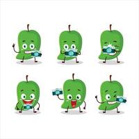 Photographer profession emoticon with green mango cartoon character vector