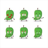 Green mango cartoon character with nope expression vector