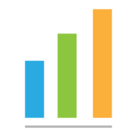 Business graph icon, Color object statistics finance presentation, Flat success report symbol. png
