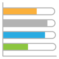 Business graph icon, Color object statistics finance presentation, Flat success report symbol. png