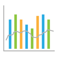 Business graph icon, Color object statistics finance presentation, Flat success report symbol. png