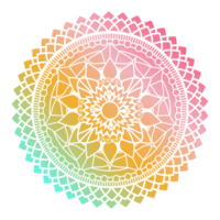 Gradient color mandala ornament outline pattern. Indian geometric art graphic for meditation. png