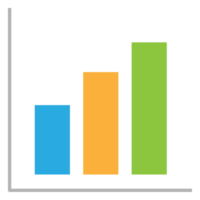 Business graph icon, Color object statistics finance presentation, Flat success report symbol. png