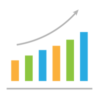 Business graph icon, Color object statistics finance presentation, Flat success report symbol. png