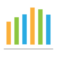 Business graph icon, Color object statistics finance presentation, Flat success report symbol. png