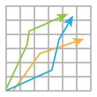 Business graph icon, Color object statistics finance presentation, Flat success report symbol. png