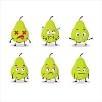 Green pear cartoon character with nope expression vector