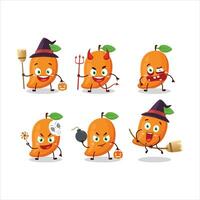 Halloween expression emoticons with cartoon character of mango vector