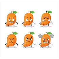 Mango cartoon character with various angry expressions vector