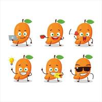 Mango cartoon character with various types of business emoticons vector