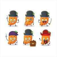 dibujos animados personaje de mango con varios piratas emoticones vector