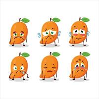 Mango cartoon in character with sad expression vector