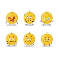 Yellow melon cartoon character with nope expression vector