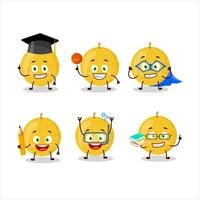 School student of yellow melon cartoon character with various expressions vector