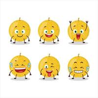 dibujos animados personaje de amarillo melón con sonrisa expresión vector