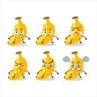 Banana cartoon character with various angry expressions vector