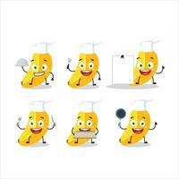 Cartoon character of banana with various chef emoticons vector