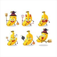 Halloween expression emoticons with cartoon character of banana vector