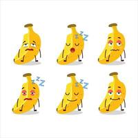 dibujos animados personaje de plátano con soñoliento expresión vector