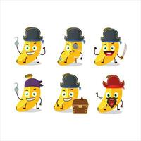 Cartoon character of banana with various pirates emoticons vector