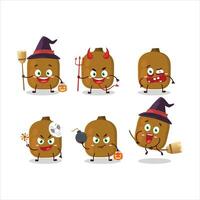 Halloween expression emoticons with cartoon character of kiwi vector