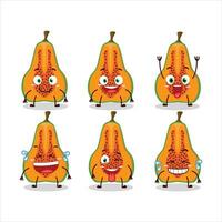 dibujos animados personaje de rebanada de papaya con sonrisa expresión vector