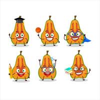 School student of slice of papaya cartoon character with various expressions vector