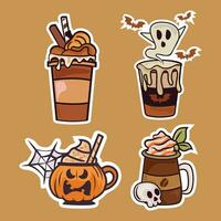 Cute halloween coffee latte, Halloween drink vector