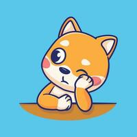 Cute shiba inu dog cartoon character vector icon illustration funny animal nature icon