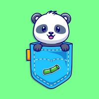 Cute panda in pocket cartoon vector icon illustration animal nature icon concept isolated