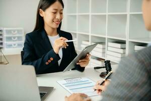 Business and Male lawyer or judge consult having team meeting with client, Law and Legal services concept.Customer service good cooperation in office photo
