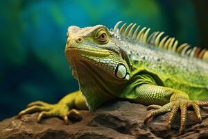 linda iguana en naturaleza, nacional geografía, amplio vida animales ai generado. foto