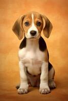 Very cute puppy Beagle in nature, national geography, Wide life animals. AI Generated. photo