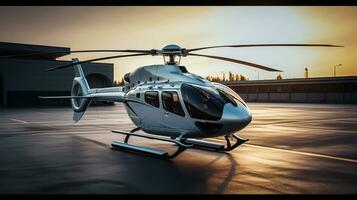 Helicopter of a beautiful Transportation with futuristic design. AI Generated. photo