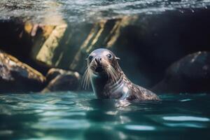 sello en naturaleza, nacional geografía, amplio vida animales ai generado. foto