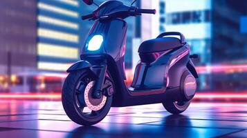 eléctrico scooter de un hermosa transporte con futurista diseño. ai generado. foto