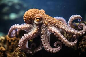 pulpo en naturaleza, nacional geografía, amplio vida animales ai generado. foto