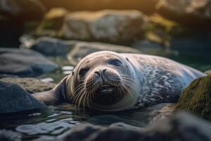 sello en naturaleza, nacional geografía, amplio vida animales ai generado. foto