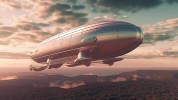 Zeppelin of a beautiful Transportation with futuristic design. . photo