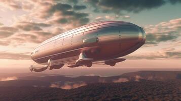 Zeppelin of a beautiful Transportation with futuristic design. AI Generated. photo