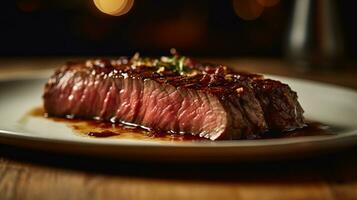 Flat Iron Steak is delicious food. AI Generated. photo