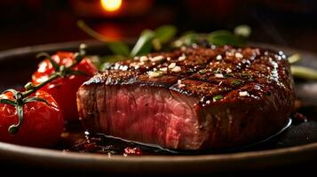 Sirloin Steak is a delicious food. AI Generated. photo