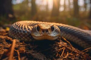 Snake in nature, national geography, Wide life animals. AI Generated. photo